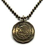 1995 Mexico 20 Centavos coin pendant necklace fashion jewelry Mexican eagle Ecatepec Guadalajara Puebla Juárez Tijuana León Monterrey Acapulco Yucatán Cancún Cuernavaca Oaxaca Jalisco Zapopan Toluca Chihuahua Morelia n003495