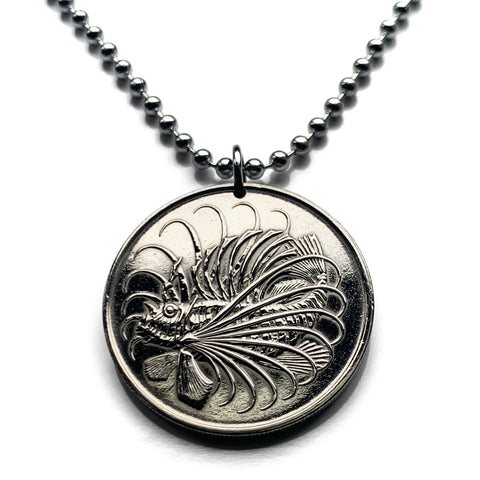 1972 Singapore 50 Cents coin pendant Lionfish zebrafish Bedok Lion City Yishun Choa Chu Kang Punggol Ang Mo Kio Bukit Batok Chinese n003396