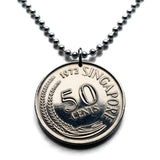 1972 Singapore 50 Cents coin pendant Lionfish zebrafish Bedok Lion City Yishun Choa Chu Kang Punggol Ang Mo Kio Bukit Batok Chinese n003396