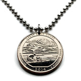 2014 USA Quarter 25 Cent coin pendant Great Sand Dunes San Luis Valley Rio Grande rift Alamosa Saguache County Medano Creek Colorado n003984