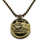 1961 Rwanda Burundi 1 Franc coin pendant lion Kigali Bujumbura Rwandese Banyarwanda Butare Gitarama city Bantu Batwa people African n002685