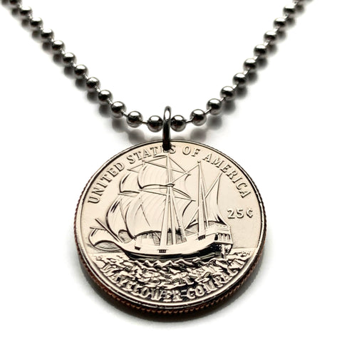2026 United States of America 25 Cent Quarter coin pendant 1776 ~ 2026 Mayflower Compact sailing ship 250 years of American Liberty Plymouth Massachusetts n003994