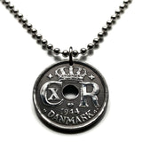 1944 Denmark Danmark 25 Ore coin pendant World War 2 Nazi Germany Occupation Danish crown initial C R X Danskere Danes Copenhagen Aarhus Odense Aalborg Esbjerg Randers Scandinavia Nordic Zealand Funen Vikings Jutland n003604