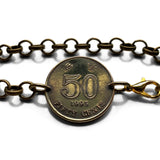1995 British Hong Kong China 50 Ct coin bracelet Bauhinia orchid flower blossom Sham Shui Po Yau Tsim Mong Kwai Tsing Tai Po Sha Tin b000202