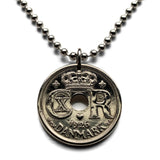 1926 Denmark Danmark 25 Ore coin pendant Danish royal crown initial C R X Danes Copenhagen Aarhus Odense Aalborg Esbjerg Randers Jutland n003604
