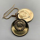 Soviet Union USSR CCCP Communist Russia 3 Kopecks coin earrings hammer & sickle Moscow Saint Petersburg Sochi Rossiya Lenin Stalin Marx proletariat working class socialist Yekaterinburg Kazan Novosibirsk Novgorod Bolsheviks Tatars Red Square e000220