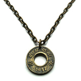 1955 Nepal 4 Paisa coin pendant Bullet Paisa Gurkha soldiers World War 2 rifle bullet casings Khukuri Kathmandu Himalayas Shah Dynasty Kingdom of Gorkha Khas Kura Devanagari alphabet Nagari Tibet Brahmi Khas Mount Everest Gorkhas Imperial Japanese n002093