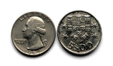 1984 Portugal 5 Escudos coin pendant Portuguese caravela sailing ship Quinas Lisboa Oporto Braga Évora Faro Vasco da Gama castle galleon Mirandese n001538
