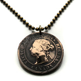 1897 Canada 1 Cent coin pendant necklace jewelry Canadian Queen Victoria maple leaves Toronto Ottawa Montreal Quebec Ontario Vancouver Calgary British Columbia Alberta Nova Scotia New Brunswick Manitoba n001053