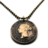 1897 Canada 1 Cent coin pendant necklace jewelry Canadian Queen Victoria maple leaves Toronto Ottawa Montreal Quebec Ontario Vancouver Calgary British Columbia Alberta Nova Scotia New Brunswick Manitoba n001053