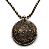 1897 Canada 1 Cent coin pendant necklace jewelry Canadian Queen Victoria maple leaves Toronto Ottawa Montreal Quebec Ontario Vancouver Calgary British Columbia Alberta Nova Scotia New Brunswick Manitoba n001053