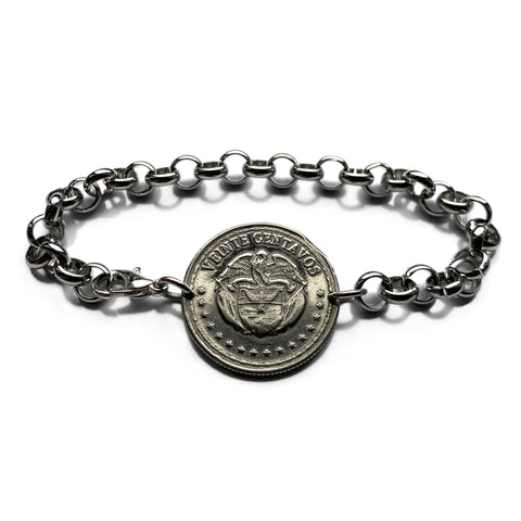 1956 Colombia 20 Centavo coin bracelet flags Andean condor Bogotá Valle del Cauca Soledad Bello Ibagué Villavicencio Pereira Armenia b000203