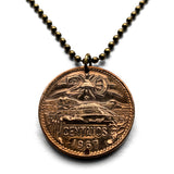 1967 Mexico 20 Centavos coin pendant Pirámide del Sol Teotihuacán Tzacualli Calzada de los Muertos Toltecs Edomex Cerro Gordo Aztecas n000534