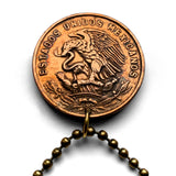 Mexico 20 Centavos coin pendant Pirámide del Sol Teotihuacán Tzacualli Calzada de los Muertos Toltecs Edomex Cerro Gordo Aztecas n000534