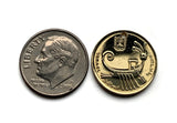 Israel 1 Agora coin earrings Jewish galley ship menorah Jerusalem Herod the Great coinage Haifa Rishon LeZion Petah Tikva Caesarea e000710