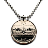 2007 USA Quarter 25 Ct coin pendant Crossroads of the West Central Pacific Union Pacific 119 railroads train Jupiter Promontory Utah n003980