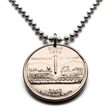 2007 USA Quarter 25 Ct coin pendant Crossroads of the West Central Pacific Union Pacific 119 railroads train Jupiter Promontory Utah n003980