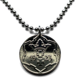 1923 Free City of Danzig 10 Pfennige coin pendant Gdańsk Śródmieście Motława River Długa Street Długi Targ Artus Court Poland Polska n003988