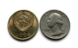 1974 USSR Soviet Union CCCP communist Russia 5 Kopeks coin pendant Moscow Sochi Saint Petersburg Yekaterinburg KazanvSochi Rossiya Lenin Stalingrad Marx Bolsheviks Red Square Kremlin hammer sickle n000809