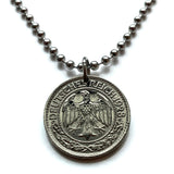 1928 Germany Deutschland 50 Pfennig coin pendant German black eagle Berlin Hamburg Munich Cologne Frankfurt Stuttgart Leipzig Dortmund Dusseldorf Essen Bremen Dresden Hanover Nuremberg Bavaria Brandenburg Bonn Rothenburg Heidelberg Hesse Saxony n002406
