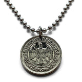 1928 Germany Deutschland 50 Pfennig coin pendant German black eagle Berlin Hamburg Munich Cologne Frankfurt Stuttgart Leipzig Dortmund Dusseldorf Essen Bremen Dresden Hanover Nuremberg Bavaria Brandenburg Bonn Rothenburg Heidelberg Hesse Saxony n002406