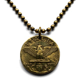 1940 Italy 5 Centesimi coin pendant World War 2 era Italian eagle Savoia Shield Rome Milan Torino Perugia Palermo Siena Capri Sicilia Verona Positano Pisa Lazio Parma Bari Ancona Lecce Matera Mussolini n000411