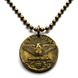 1940 Italy 5 Centesimi coin pendant World War 2 era Italian eagle Savoia Shield Rome Milan Torino Perugia Palermo Siena Capri Sicilia Verona Positano Pisa Lazio Parma Bari Ancona Lecce Matera Mussolini n000411