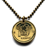 1991 Sweden Sverige 10 Kronor coin pendant Swedish crown Tre Kroner Stockholm Västerås Helsingborg Norrköping Smolandia Nordic Norsemen n001667