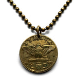 1940 Italy 5 Centesimi coin pendant World War 2 era Italian eagle Savoia Shield Rome Milan Torino Perugia Palermo Siena Capri Sicilia Verona Positano Pisa Lazio Parma Bari Ancona Lecce Matera Mussolini n000411