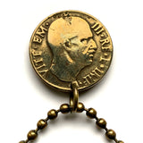 1940 Italy 5 Centesimi coin pendant World War 2 era Italian eagle Savoia Shield Rome Milan Torino Perugia Palermo Siena Capri Sicilia Verona Positano Pisa Lazio Parma Bari Ancona Lecce Matera Mussolini n000411