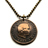 1892 Portugal 10 Reis coin pendant king Carlos I Lisbon Porto Sintra Faro Braga Coimbra Évora Lagoa Funchal Aveiro Guimarães Oeiras n003941
