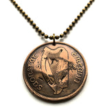 1968 Irland Éire 1 Penny Münze Anhänger Halskette Schmuck Irisch Keltische Harfe Cláirseach Henne &amp; Küken Huhn Hahn Dublin Cork Limerick Galway Waterford Drogheda Connacht Leinster Schwerter Gaels Guinness n000252