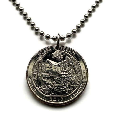 2017 USA Quarter 25 Cent coin pendant Alley Spring Roller Red Mill Ozark National Scenic Riverways Eminence Shannon County Missouri n003992