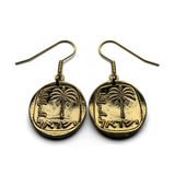 Israel 10 Agorot coin earrings Jewish date palm tree Hebrew Temple Mount Holy Land Judea Zion Jews Torah Middle East bar mitzvah e000130