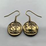 Israel 10 Agorot coin earrings Jewish date palm tree Hebrew Temple Mount Holy Land Judea Zion Jews Torah Middle East bar mitzvah e000130
