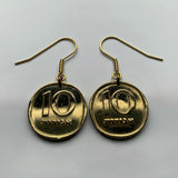 Israel 10 Agorot coin earrings Jewish date palm tree Hebrew Temple Mount Holy Land Judea Zion Jews Torah Middle East bar mitzvah e000130