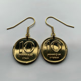 Israel 10 Agorot coin earrings Jewish date palm tree Hebrew Temple Mount Holy Land Judea Zion Jews Torah Middle East bar mitzvah e000130
