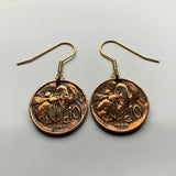 Italy 10 Centesimi coin earrings honey bee Bumble bee Rome Milan Pisa Siena Trieste Matera Tuscany Parma Ancona Ferrara beehive e000712