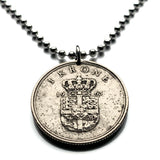 1963 Denmark Danmark 1 Krone coin pendant Danish Royal crown blue lions rigsvåben Copenhagen København Aarhus Odense Aalborg Esbjerg Randers Jutland Øresund Danes Vikings Danskere Scandinavian Nordic Zealand Funen Amager Amalienborg Palace Faroese n000336