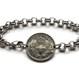 1918 Italy 20 Centesimi coin rolo link bracelet World War 1 era Savoy shield Rome Milan Venice Florence Napoli Torino Bologna Verona Genoa Siena Capri Palermo Cagliari Parma Tuscany Matera San Gimignano Positano Lazio Lecce Bari Polignano a Mare b000136