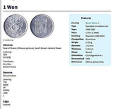 South Korea 1 Won coin earrings Rose of Sharon Mugunghwa national flower Seoul Busan Incheon Daegu Daehan Minguk Suwon Ulsan Changwon Boeun Bagua e000053