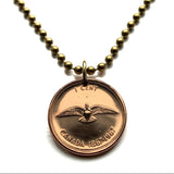 1967 Canada 1 Cent coin pendant necklace jewelry Canadian rock dove pigeon Ottawa Toronto Montreal Vancouver Calgary Edmonton Quebec Niagara Winnipeg Hamilton Ontario British Columbia Nova Scotia Newfoundland n000119