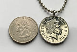 2008 England United Kingdom Great Britain 10 Pence coin pendant necklace English lions London Manchester Birmingham Sheffield Liverpool Leeds Newcastle Reading Portsmouth Norwich Essex Kent n002256