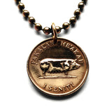 1975 Tonga Seniti coin pendant sow pig boar hog corn cob World Food Day Friendly Islands Nukuʻalofa Tongatapu Neiafu Kolofoʻou Polynesia South Pacific Niuatoputapu Haʻapai Vavaʻu Tuʻi lupulu tauʻolunga Kailao Lapita Kolomotuʻa Austronesia Oceania n001745