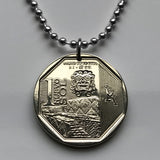 2014 Peru 1 Sol coin pendant Huaca de la Luna Huacas de Moche Mochica Cerro Blanco Ai Apaec Ayapec archaeological ruins Huanchaco Las Delicias Trujillo La Libertad Sipan Loma Negra Dos Cabezas Pacatnamu the El Brujo complex Mocollope Cerro Mayal n002831