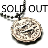 Bahamas 10 Cents coin pendant necklace Bahamian jewelry bonefish fishes sea ocean fishing trout Nassau Exuma & Cays Cat Island Rum Cay Cable Beach beach Paradise Island Gregory Town Blue Lagoon n000028