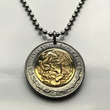 Mexico 5 Pesos coin pendant Mexican eagle aguila Mexicana Ecatepec Juárez Culiacán Jalisco Cuernavaca Oaxaca Tijuana Veracruz Toluca Chiapas Pachuca Guadalajara Morelia Hidalgo Yucatán Monterrey Puebla Cancún León Aztecas Acapulco Durango Zócalo n000397