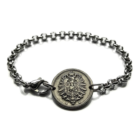 1875 Alemania Deutschland Pulsera de monedas de 5 Pfennig Águila negra alemana Berlín Hamburgo Múnich Colonia Frankfurt Stuttgart Düsseldorf Leipzig Dortmund Essen Bremen Dresde Hannover Núremberg b000068