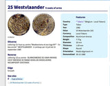 1980 Belgium West Flanders Westvlaander 25 Lovenaar token coin pendant necklace Flemish lion Bruges Kortrijk Ostend Ypres Damme Diksmuide Roeselare Belgian jewelry Knokke-Heist De Panne n002109