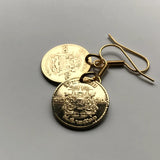 1957 Thailand Siam 10 Satang coin earrings Thai coat of arms Erawan Lan Xang white elephants Bangkok Phuket Airavata Phra Ratcha Lanchakon Pracham Phaen Din Sayam Wat Arun Mueang Samut Prakan Nonthaburi Ayutthaya Udon Thani Phra Khrut Pha e000388